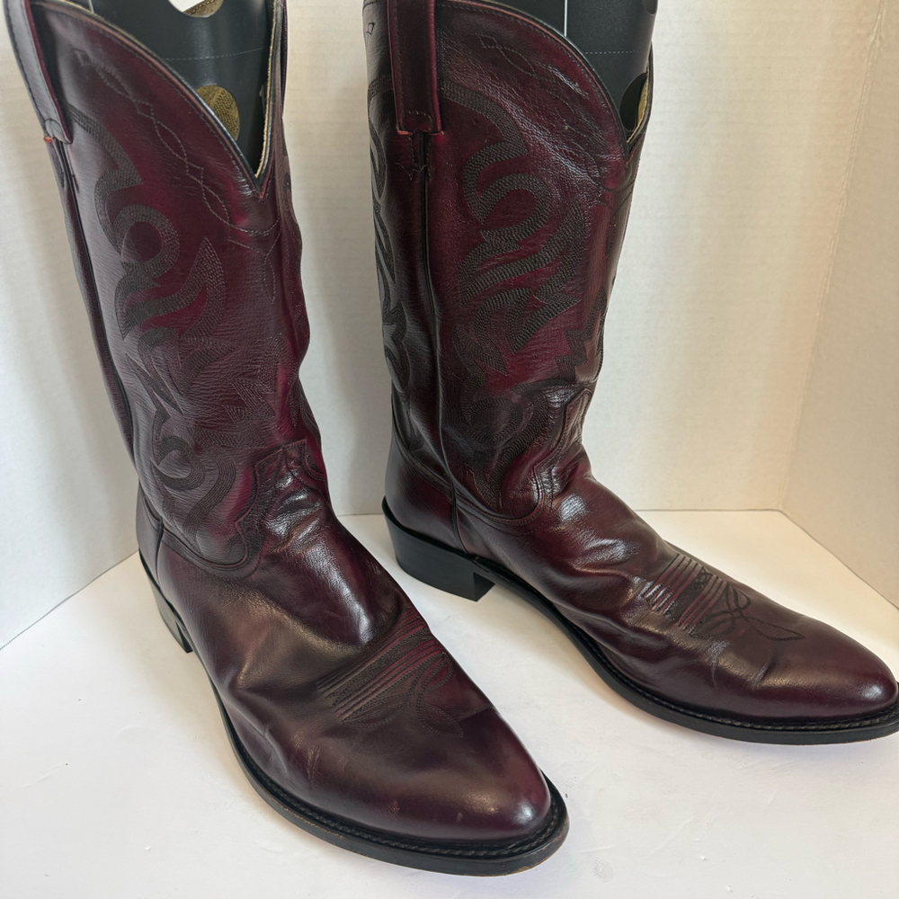 Dan Post DP 2112R Men’s 15D Black Cherry Burgundy Leather Cowboy Boots - Picture 3 of 9